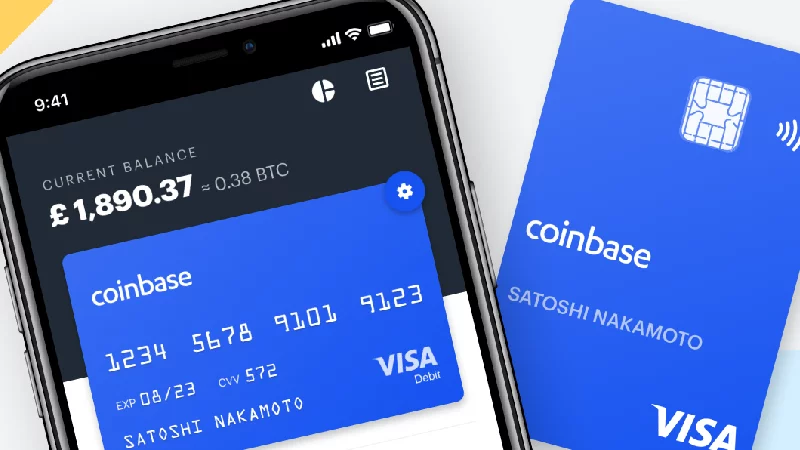 Debetn&aacute; karta Coinbase.
