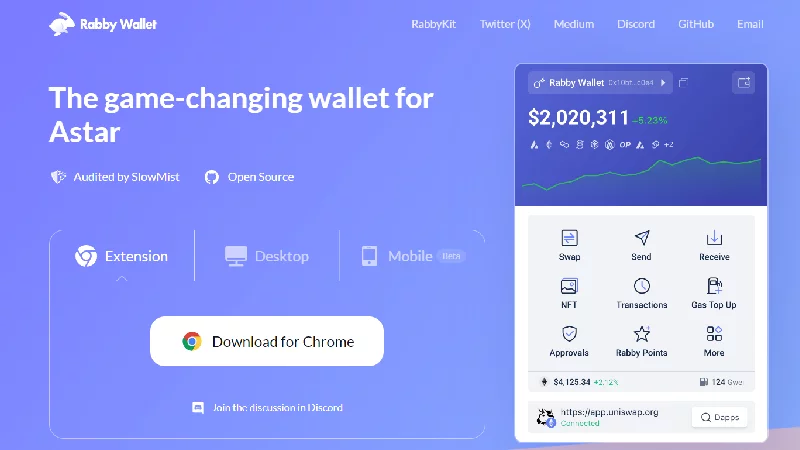 Rabby anonymn&aacute; kryptografick&aacute; peňaženka s no-KYC.

